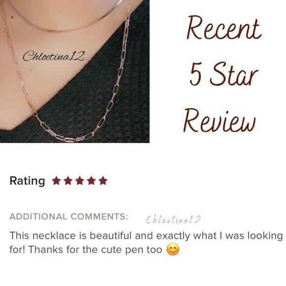 NEW Rose Gold Plated Paperclip Chain Necklace - Picture 6 of 8